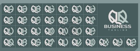 Geometric abstract shape letter Q QQ logo vector set