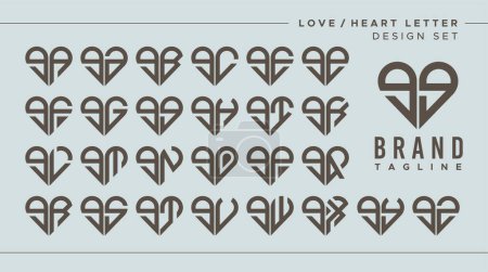 Ensemble de coeur d'amour lettre minuscule G logo GG, numéro 9 99 design