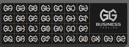 Conjunto de línea moderna abstracta letra G GG logo design