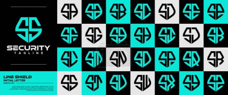 Line technology shield letter S SS logo badge bundle