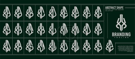 Téléchargez les illustrations : Forme géométrique abstraite initiale X XX lettre logo ensemble - en licence libre de droit