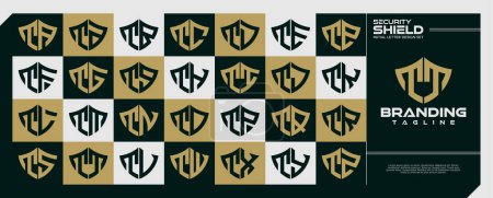 Modern security shield letter T TT logo bundle