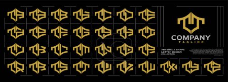 Elegant line initial letter T TT logo bundle