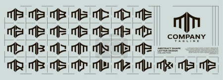 Lujo forma abstracta letra M MM logo vector conjunto