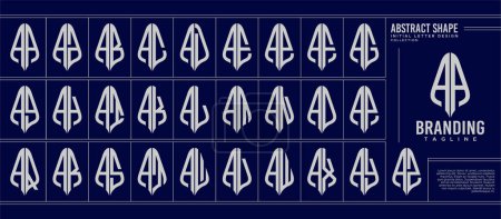 Conjunto de línea de lujo curva abstracta letra A AA logotipo monograma