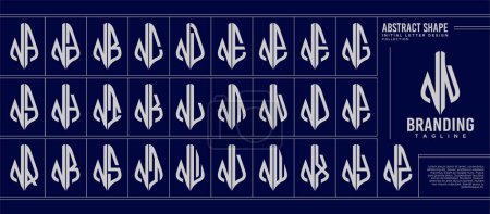Conjunto de línea de lujo curva abstracta letra N NN logotipo monograma