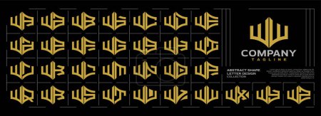 Línea elegante letra inicial W WW logo bundle