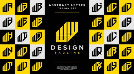 Empresa simple carta abstracta W WW logo diseño conjunto