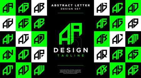 Línea aguda moderna carta abstracta Un paquete de logotipo AA