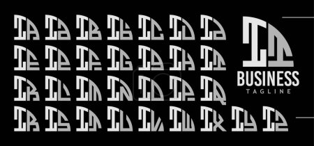 Einfache Linie Quadrantenkreis Buchstabe I II Logo Design Bundle