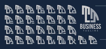 Téléchargez les illustrations : Bundle of abstract quart de cercle lettre T TT logo design - en licence libre de droit