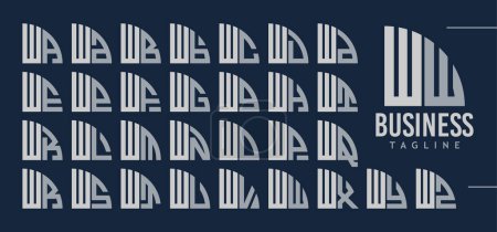Paquete de letra abstracta de cuarto de círculo W WW logo design