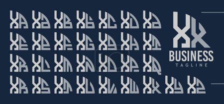 Bündel aus abstrakten Viertelkreisbuchstaben X XX Logo Design