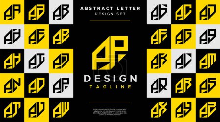 Simple business abstract letter P PP logo design set