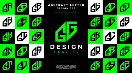 Modern sharp line abstract letter G GG logo bundle