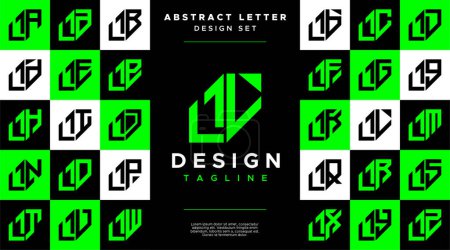 Modern sharp line abstract letter L LL logo bundle