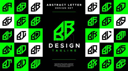 Modern sharp line abstract letter B BB logo bundle