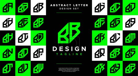 Modern sharp line abstract letter B BB logo bundle