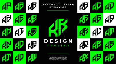 Modern sharp line abstract letter K KK logo bundle