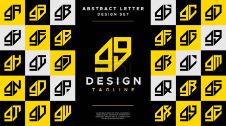 Business abstract lowercase letter G GG logo, number 9 99 design set