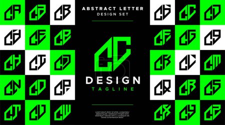 Modern sharp line abstract letter C CC logo bundle