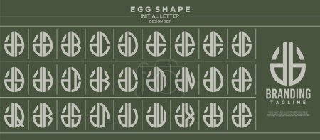 Set of food egg shape lowercase letter D DB logo design