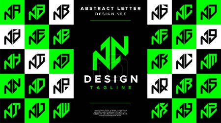Modern sharp line abstract letter N NN logo bundle