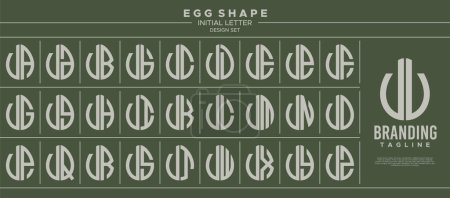 Collection of food egg shape initial letter V VV logo design