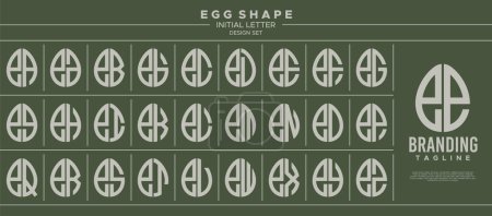 Set of food egg shape lowercase letter E EE logo design