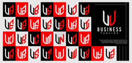 Luxury abstract shield letter U UU logo design set