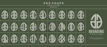 Set of food egg shape lowercase letter A AA logo design