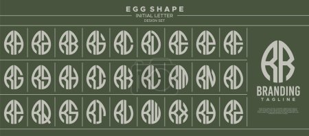 Collection of food egg shape initial letter R RR logo design