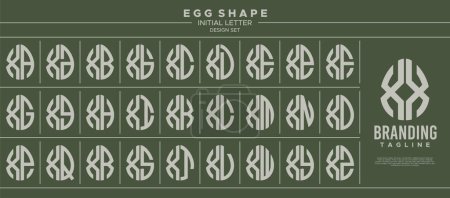 Colección de huevo de alimentos forma inicial letra X XX diseño del logotipo