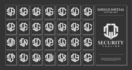 Luxury line shield letter I II logo template set
