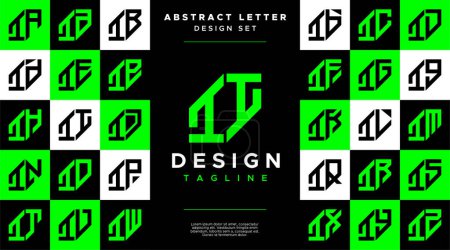 Modern sharp line abstract letter I II logo bundle
