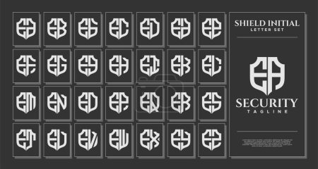 Luxury line shield letter E EA logo template set
