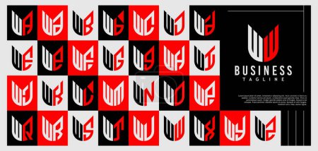 Letra de escudo abstracto de lujo W WW logo design set