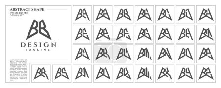 Línea plana afilada forma abstracta letra B BB logotipo sello conjunto