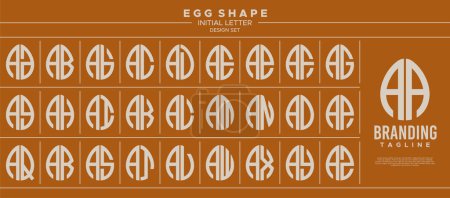 Línea simple huevo forma sello letra A AA logotipo diseño conjunto