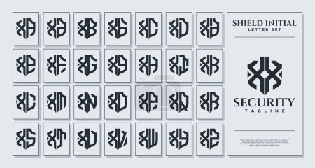 Set of geometric shield letter X XX logo design
