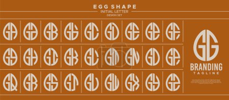 Línea simple huevo forma sello letra G GG logo diseño conjunto