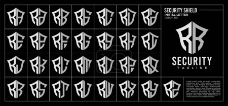 Conjunto de tecnología escudo letra R RR logo design