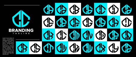 Moderno abstracto inicial letra C CC logotipo sello conjunto