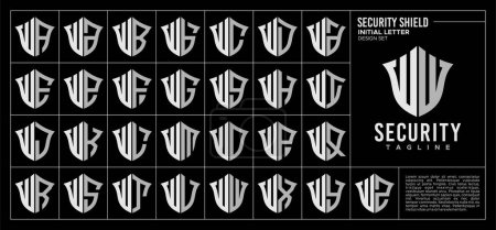 Set of technology shield letter W WW logo design