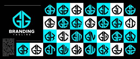 Moderne abstrait lettre initiale G GG logo timbre ensemble