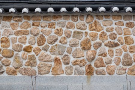 Limite du mur de pierre traditionnel coréen dans le village d'Eunpyeong Hanok, Séoul, Corée du Sud