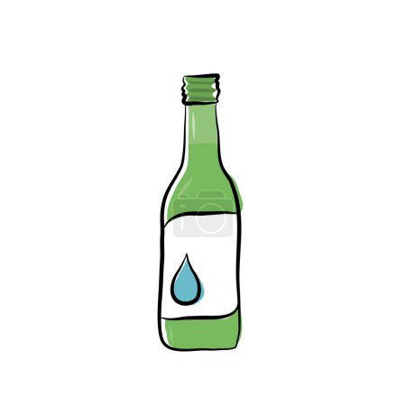 Illustration for Hand drawing Soju, famous clear, colorless distilled beverage of Korean origin - Royalty Free Image
