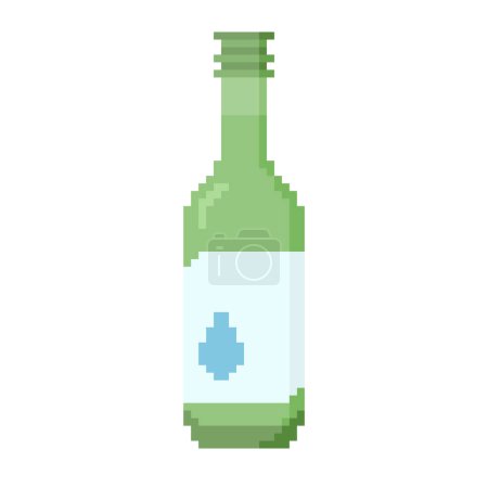 Illustration for Soju, famous clear, colorless distilled beverage of Korean origin. icon in 8 bit style - Royalty Free Image