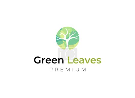 Illustration for Simple and minimalist leaf logo design. Green Leave logo - Royalty Free Image