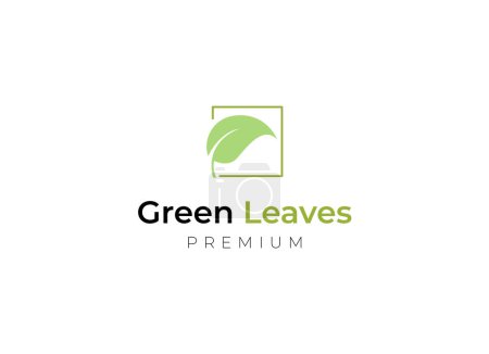 Illustration for Simple and minimalist leaf logo design. Green Leave logo - Royalty Free Image